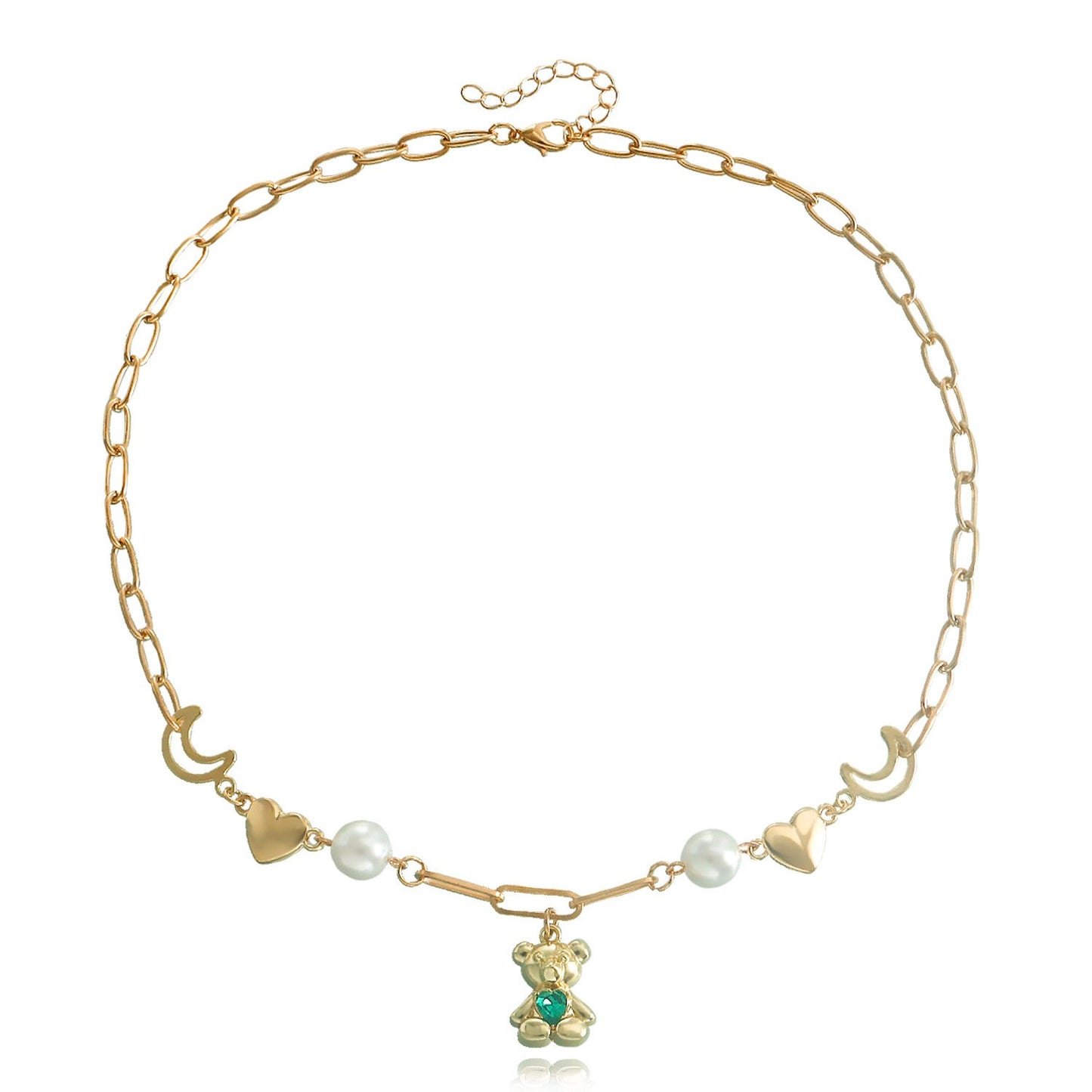 Jewelry hip-hop simple and exquisite clavicle chain love crescent bear necklace female ins fashion necklace