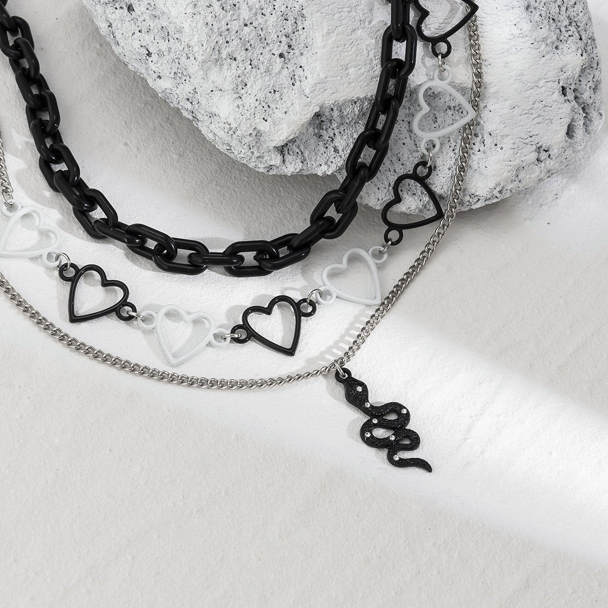Jewelry Mixed Color Hip Hop Love Clavicle Chain Necklace Niche Design Snake Diamond Necklace Women