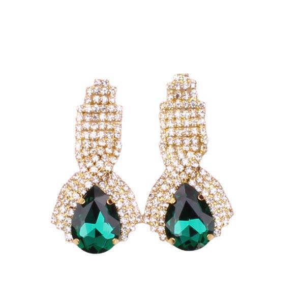 Fashionable atmosphere diamond-studded drop-shaped crystal gemstone earrings earrings accessories