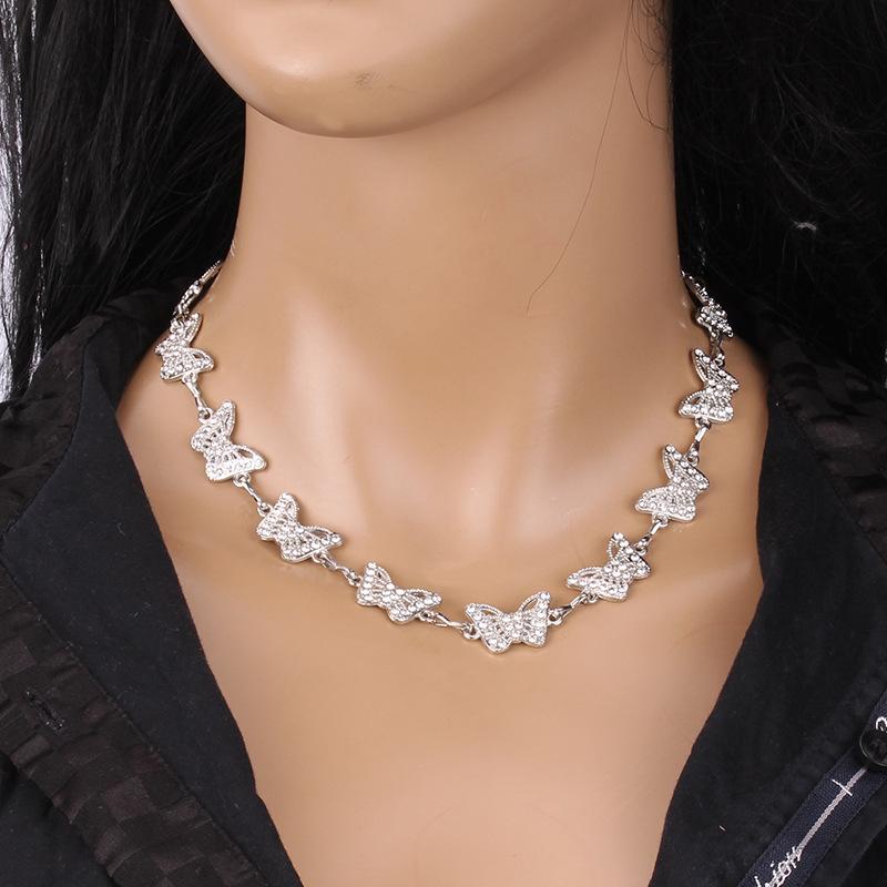 Diamond Butterfly Necklace Female Pendant Clavicle Chain Ins Light Luxury Niche Design Sense