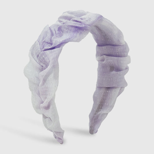 F4597 Girl's Heart Net Red Fashion Headband Sand Material Sweet Wide Side Folds Dazzling Color Contrasting Color Going Out Pressed Hair Headband