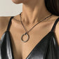 Jewelry punk cold metal ring pendant necklace simple personality wax line adjustment necklace