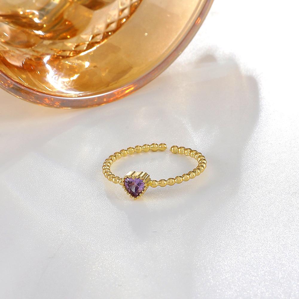 Ins color zircon love ring female simple geometric opening index finger ring niche personality ring