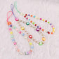 Ethnic diy color soft pottery imitation pearl acrylic geometric beaded mobile phone chain