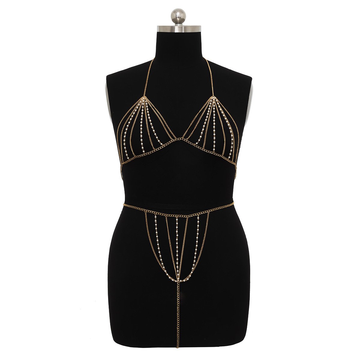 Jewelry imitation pearl thin chain mix and match body chain suit beach bikini sexy chest chain female