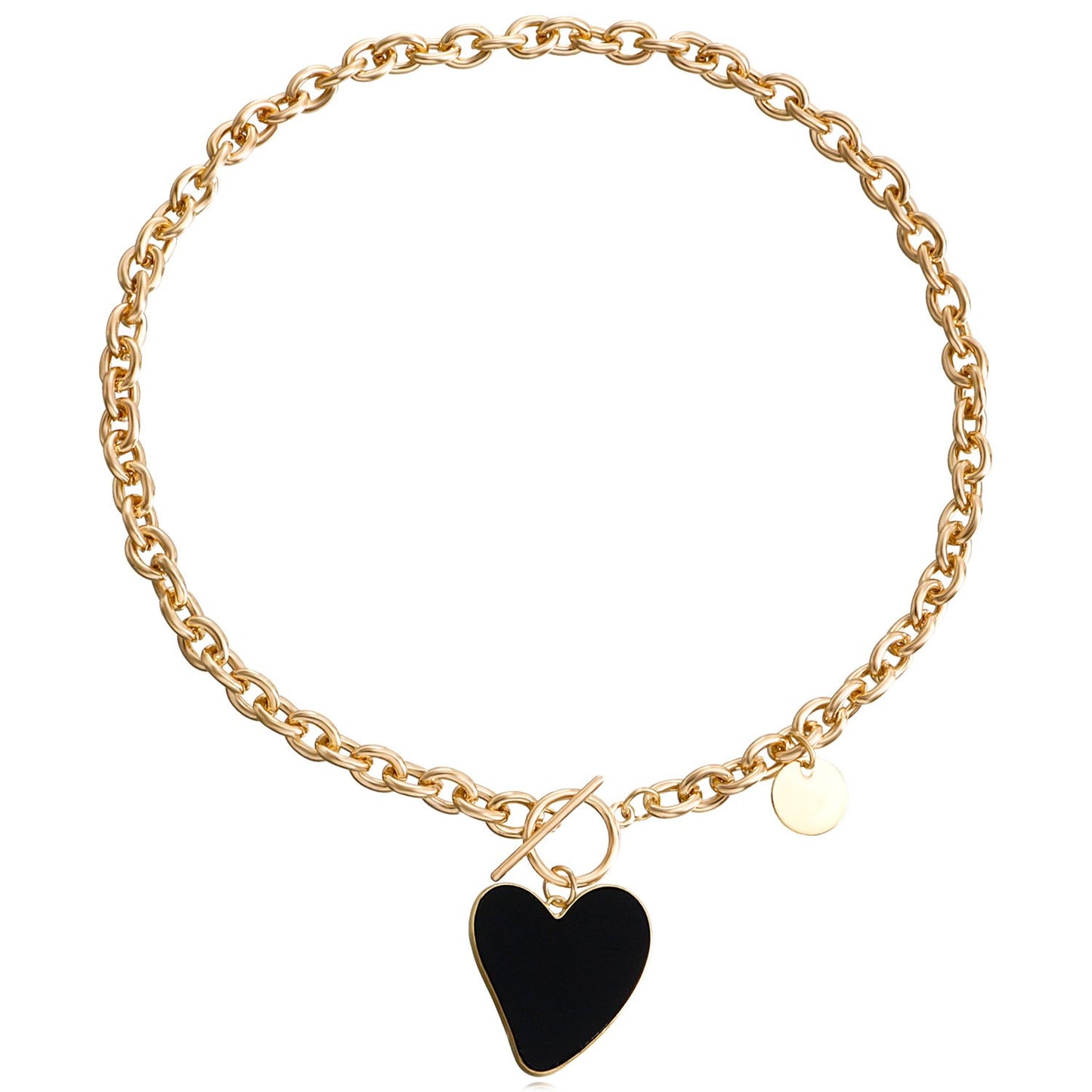 Jewelry Fashion Heart Black Fritillaria Thick Necklace Sweater Chain Women Light Luxury Versatile Niche Design Necklace