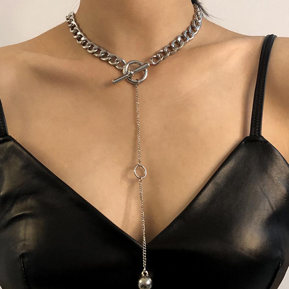 N795 Punk Pendant Clavicle Chain Metal Texture Exaggerated Trendy Necklace Necklace
