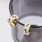 Niche retro Chinese spring tulip pattern enamel glaze silver needle C-shaped hoop earrings earrings women