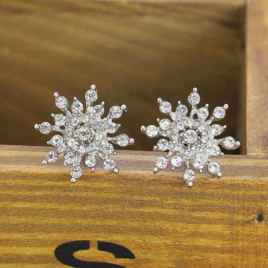 Fashion Earrings Temperament Rhinestone Brilliant Diamond Snowflake Stud Earrings Popular Earrings