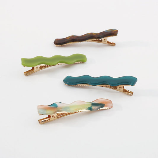 F4398 small fresh wavy pattern duckbill clip French retro acetate sheet fairy air bangs clip cute word clip