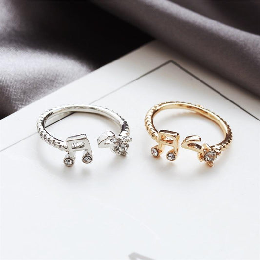 Jewelry Creative Gift Female Rhinestone Note Thread Opening Adjustable Opening Ring