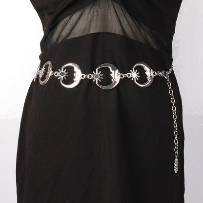 Moon metal waist chain women's sun decoration with dress ins trend simple and versatile chain waist accessories