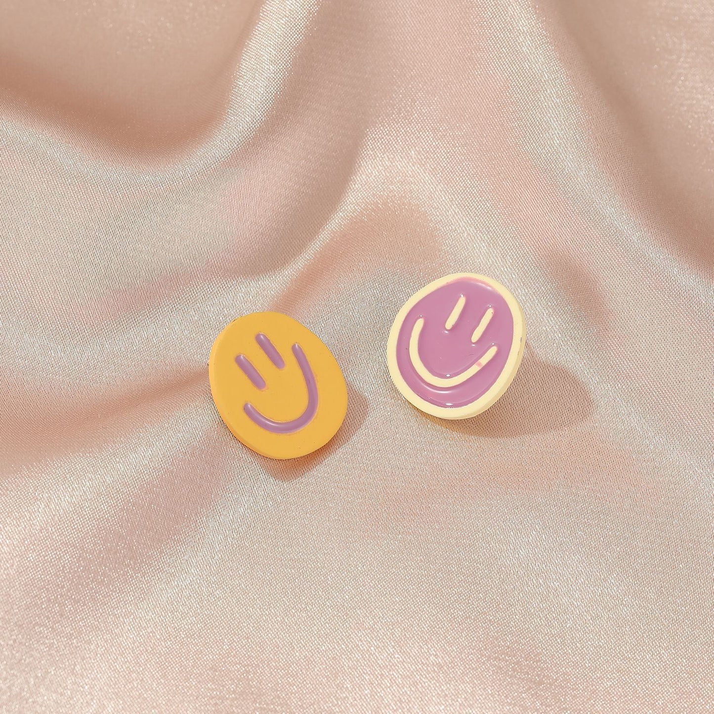 Sweet and cute round asymmetric smile earrings female ins fashion simple personality trend smile earrings