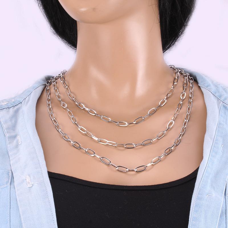 Jewelry Punk Fashion Trend Metal Necklace Stage Performance Multilayer Chain Jewelry