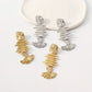 E165 Simple Metal Earrings Women's Creative Fishbone Retro Heavy Industry Earrings Exaggerated Personality Earrings