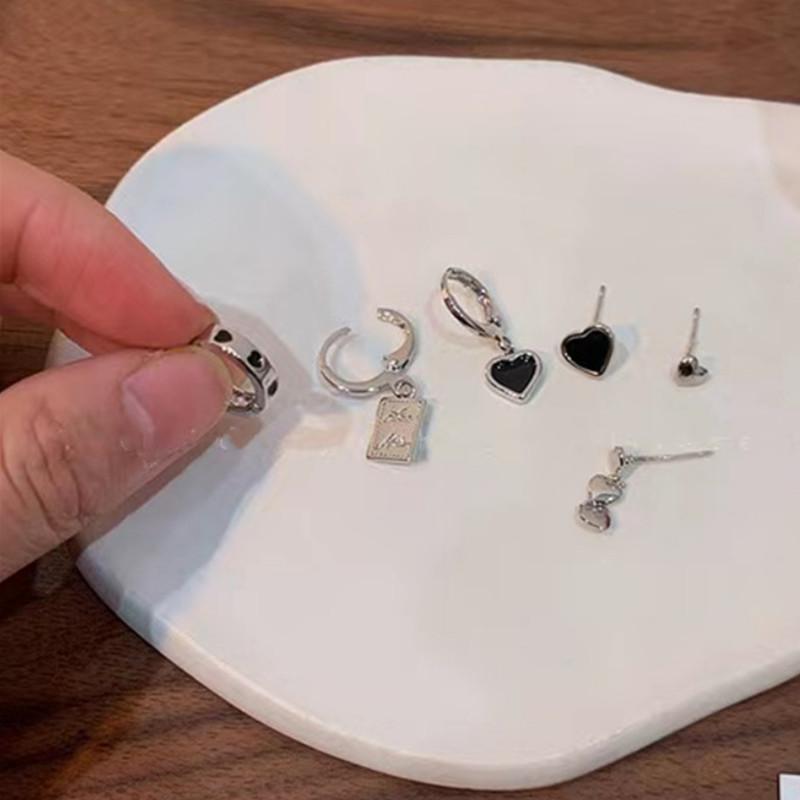 S925 silver needle cold love earrings six-piece set earrings year tide temperament ear buckle earrings female