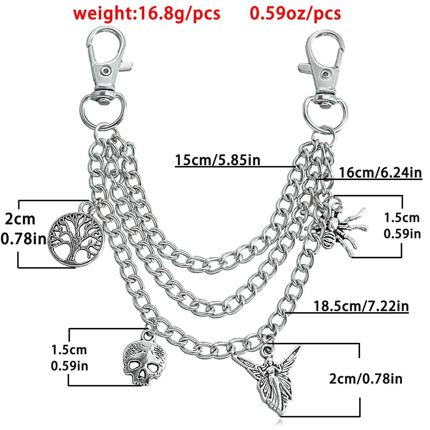 Jewelry fashion sports tree of life metal shoe chain accessories non-fading ins cool shoe accessories