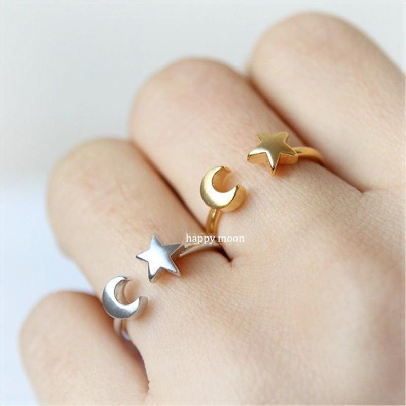 Explosive adjustable star moon ring star moon half open ring