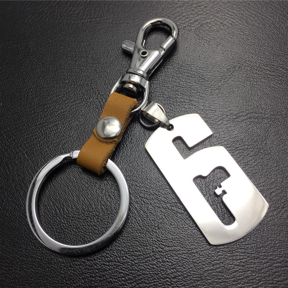 Rainbow 6 Lucky Car Keychain Stainless Steel Titanium Steel Pendant