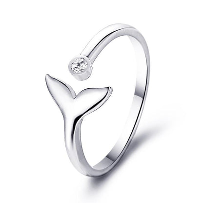 Mori diamond-encrusted fishtail ring cold and simple mermaid open joint ring Valentine's Day gift