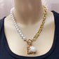 Korean ins net red temperament single-layer special-shaped pearl OT buckle necklace trendy brand simple necklace clavicle chain female