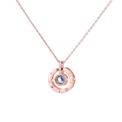 Fashion same style projection necklace rose gold 1 languages I love you pendant diamond jewelry