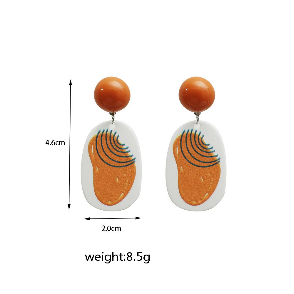 Spring and summer creative 3D printing candy color fresh earrings simple geometric pattern sweet earrings
