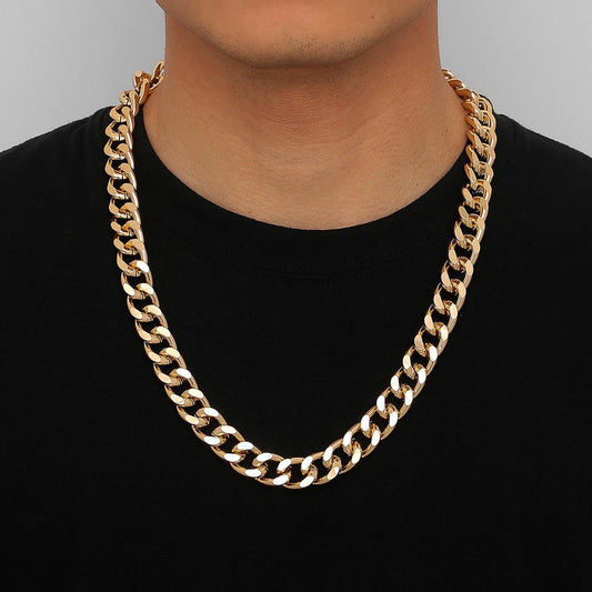 Simple gold thick aluminum chain grinding chain personalized fashion hiphop hip-hop trendy men's necklace