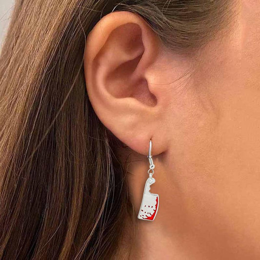 Explosive Halloween Horror Simulation Earrings Kitchen Knife Earrings Female Funny Horror Bloodstained Earhook Jewelry Gift