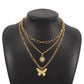 N9963 Exaggerated Long Necklace Drip Oil Heart Butterfly Snake Element Necklace Punk Hip Hop Stacked Necklace