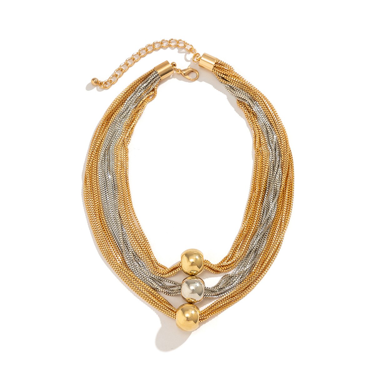 Jewelry exaggerated metal ball pendant necklace personality multi-layer box chain retro necklace female