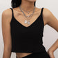 Jewelry punk key chain heart-shaped necklace female personality diamond-encrusted dragon-shaped rose multi-element necklace