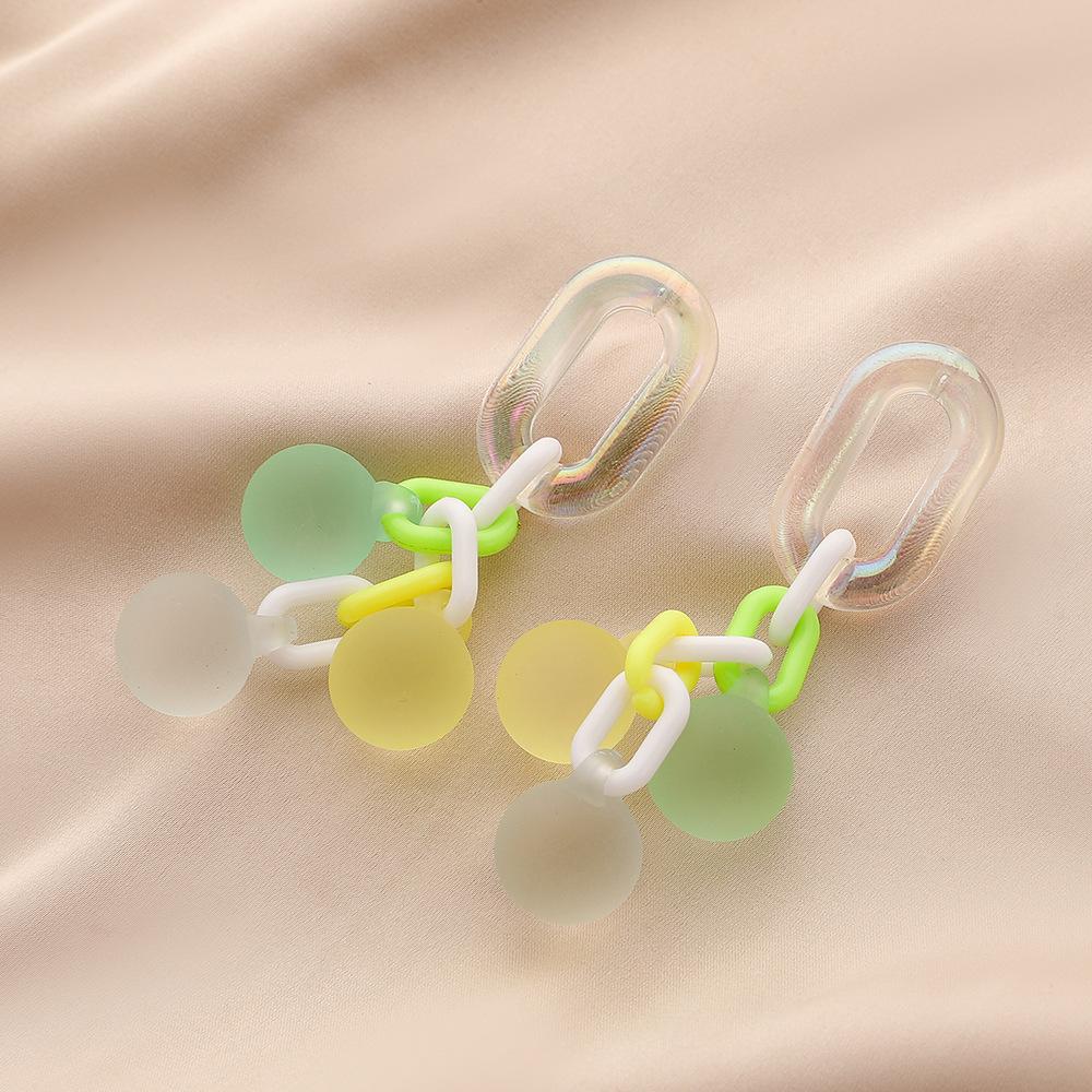 Fashion personality long colorful bubble gum acrylic earrings frosted ball niche earrings for women