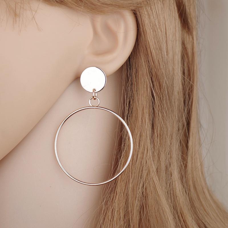 Fashion version of the same style simple and generous personality large circle long earrings earrings earrings earrings