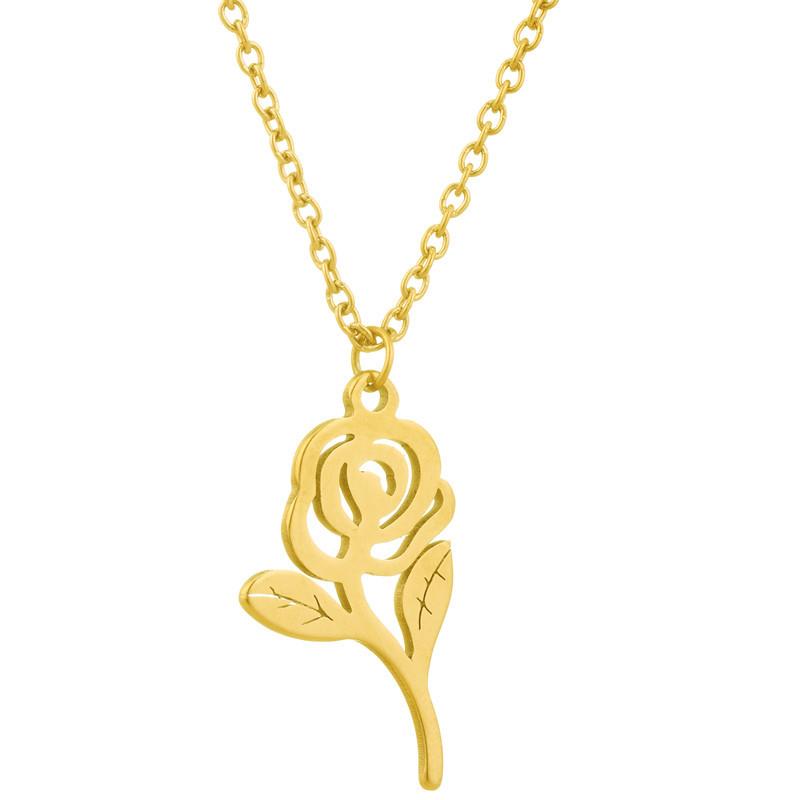 Literary Rose Necklace Female Simple Rose Necklace Temperament Small Flower Necklace