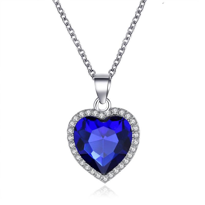 Jewelry Titanic Crystal Gem Heart Necklace Temperament Classic Ocean Heart Necklace