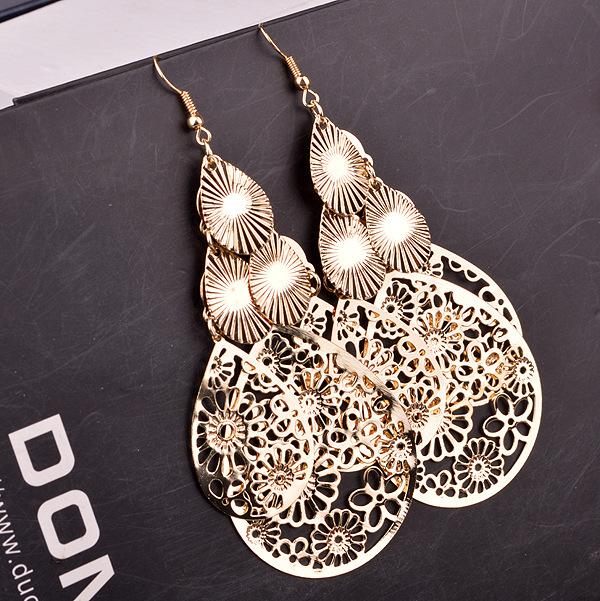 Palace Hollow Multi-layer Flower Vintage Versatile Earrings Indian Ladies Earrings