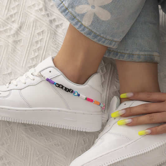 Jewelry colorful and versatile star soft pottery foot decoration letter mix and match beaded heart-shaped woven U-shaped shoe chain