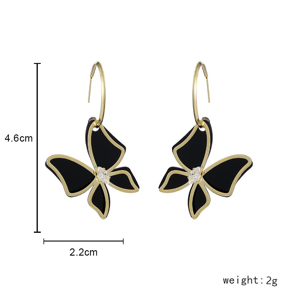 Elegant and creative golden geometric butterfly fashion plate earrings trend character hollow ear jewelry female