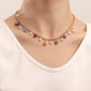 Jewelry punk simple colorful glass flower imitation pearl pendant necklace female ins necklace