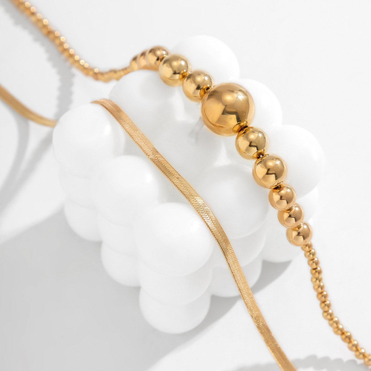 Jewelry Hip Hop Metal Snake Bone Chain Necklace Trend Versatile Geometric Bead Chain Necklace Women