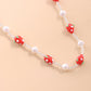 Jewelry Short Rice Bead Pearl Necklace Stained Glass Strawberry Shape Women's Necklace