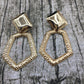 Textured hexagonal shaped ring earrings diamond-shaped bread earrings exaggerated earrings