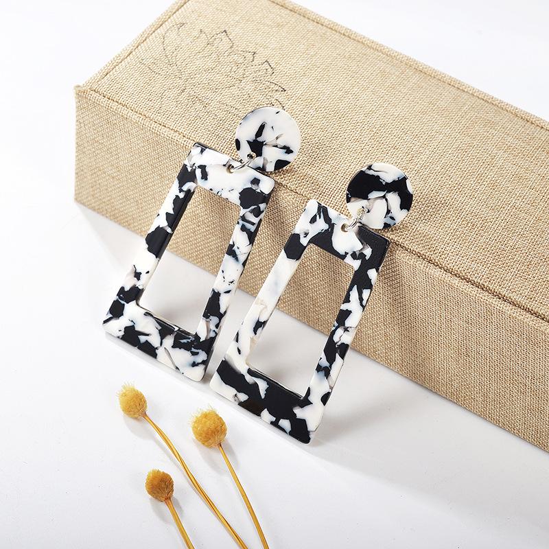 Acetate plate earrings fashion exaggerated earrings geometric strip square colorful earrings