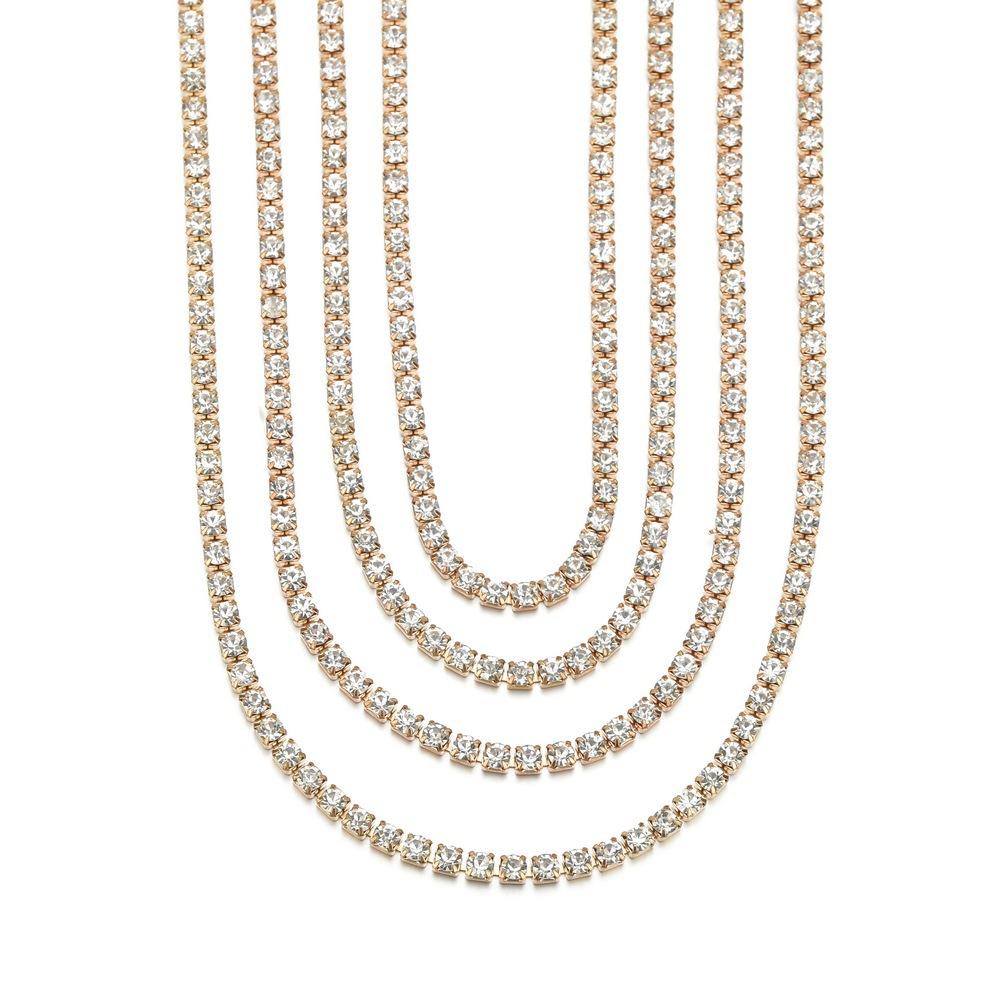 Exaggerated Fashion Rhinestone Necklace Vintage Multilayer Necklace Clavicle Chain Women's Accessories