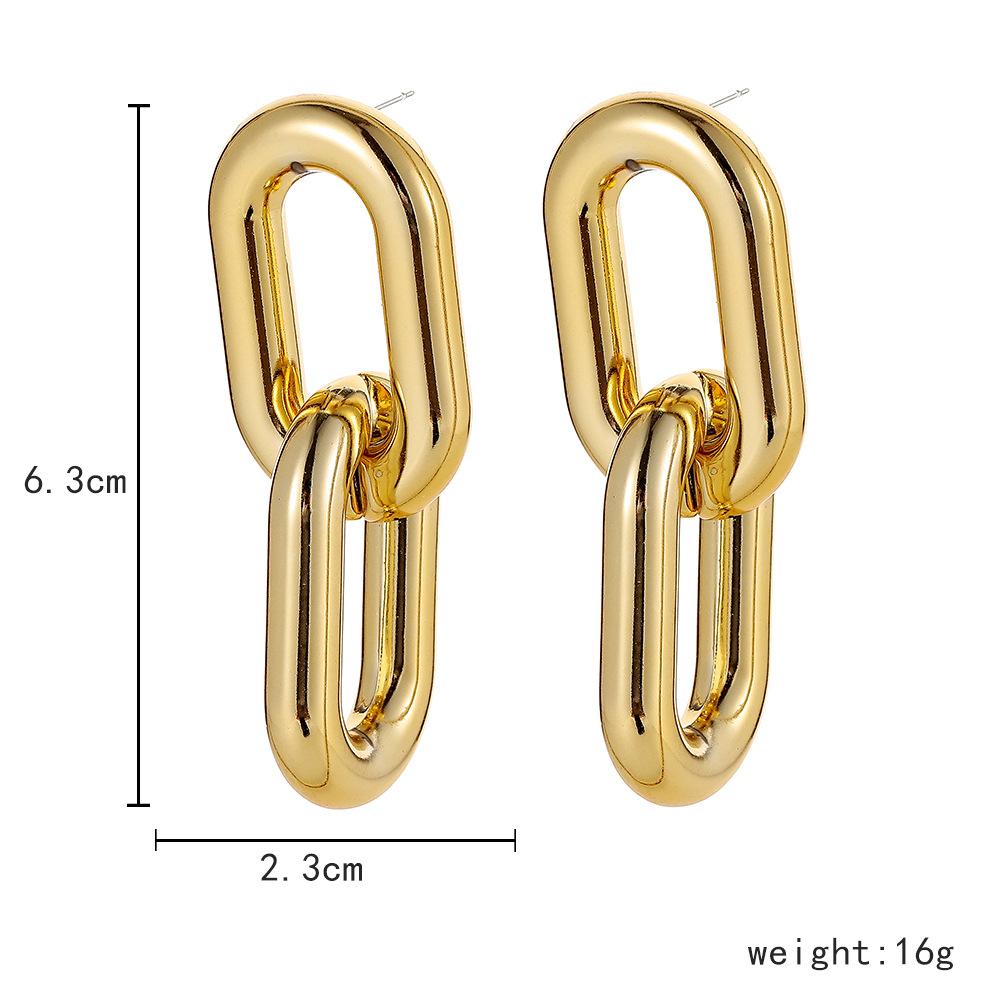 Minimalist exaggerated cross chain earrings ins fashion CCB metal texture hip-hop ladies earrings