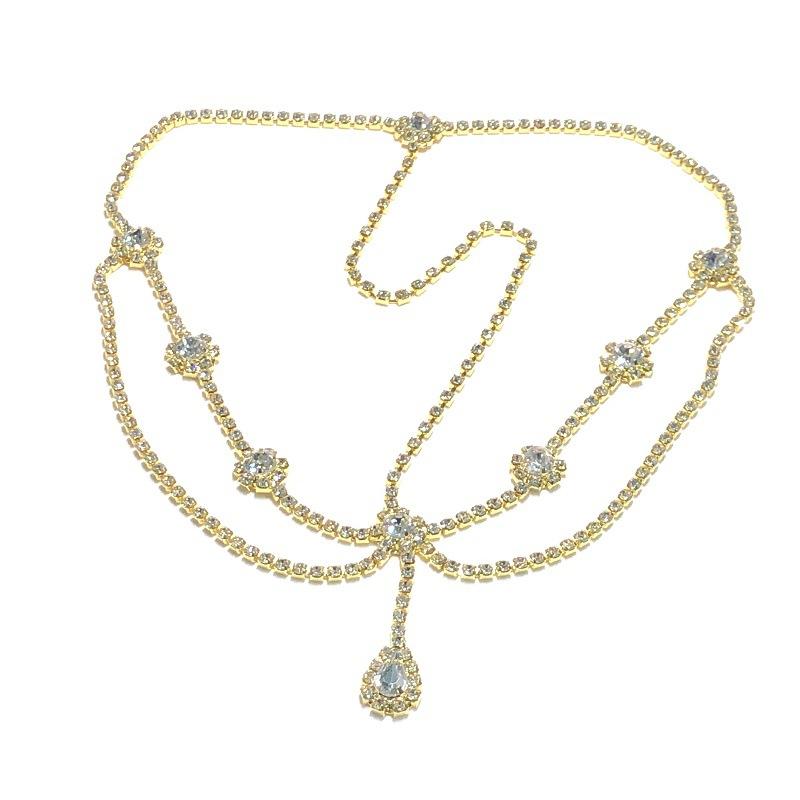 Bridal hair accessories crystal head chain fashion water drop flower headband with diamonds on the forehead full of diamonds brow heart pendant bridal headdress