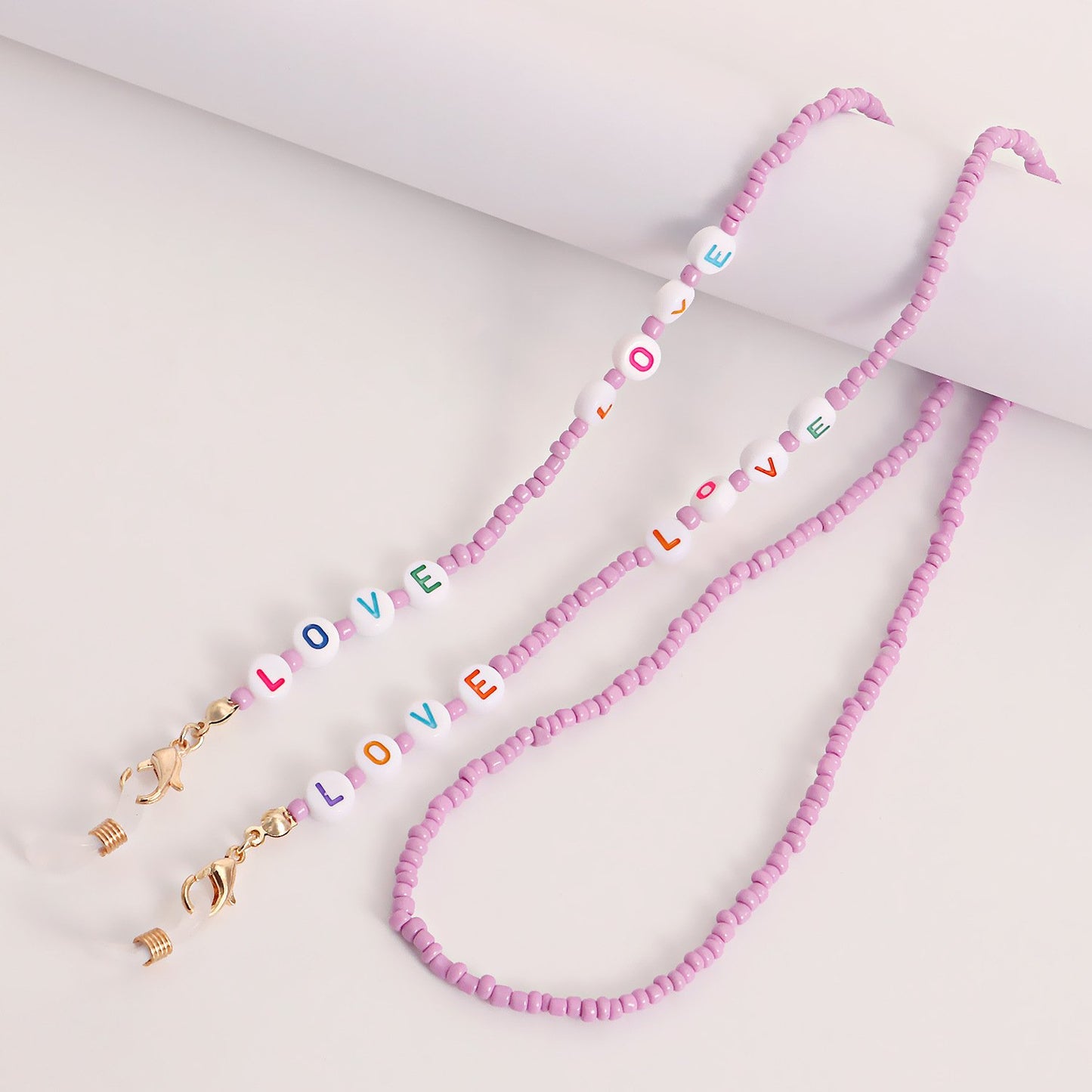 Jewelry Bohemia pure color rice beads LOVE letter glasses chain accessories women's mask non-slip chain