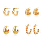 Ins geometric C-shaped hoop earrings female retro exaggerated personality metal braided earrings punk hip-hop earrings