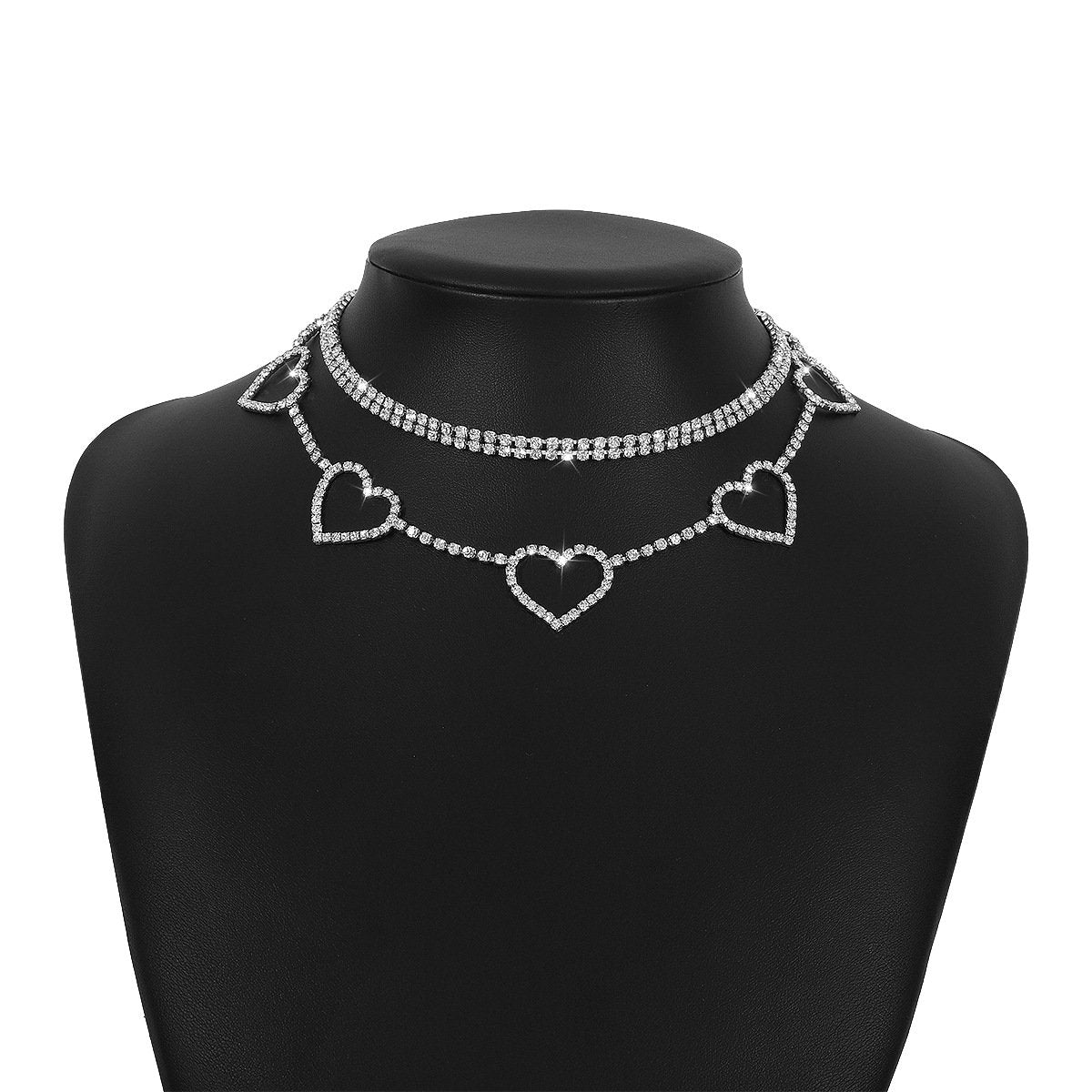 1334 Net Red Sweet Necklace Hollow Love Diamond Temperament Necklace Light Luxury Short Clavicle Necklace